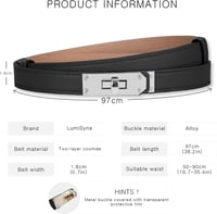 LumiSyne női bőr öv klasszikus fém csattal vékony slim waist öv fekete ezüst 7