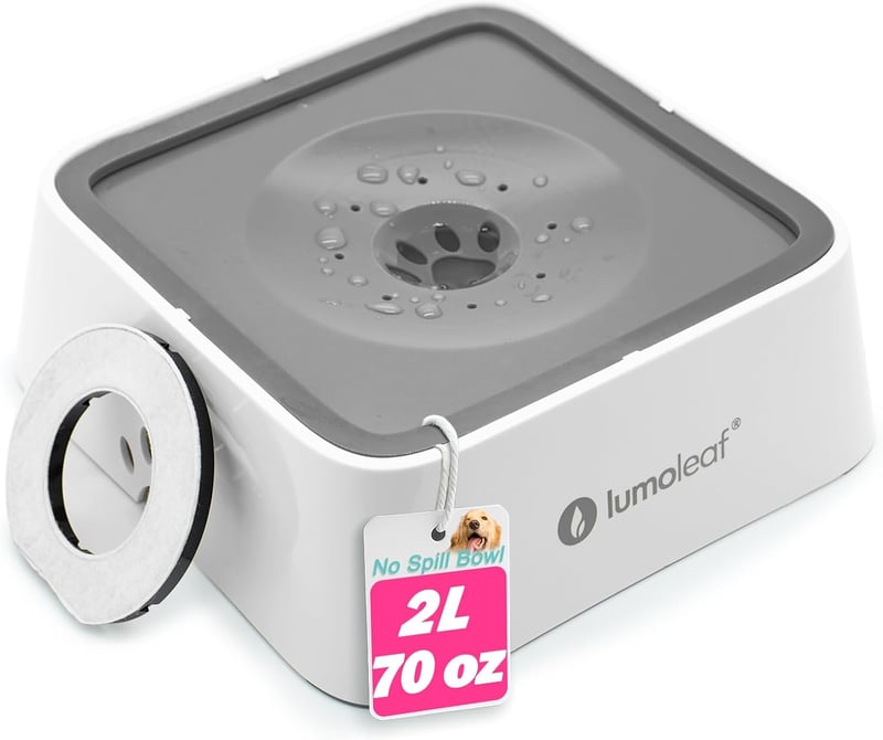 LumoLeaf 2L Kutyaivó Tál Szűrővel, Utazó Vízadagoló Kutyáknak - 2L Grey