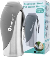 LumoLeaf 800ml Kutyaivó Palack Utazáshoz, Rozsdamentes Acél Vízpalack Szürke - gray 1
