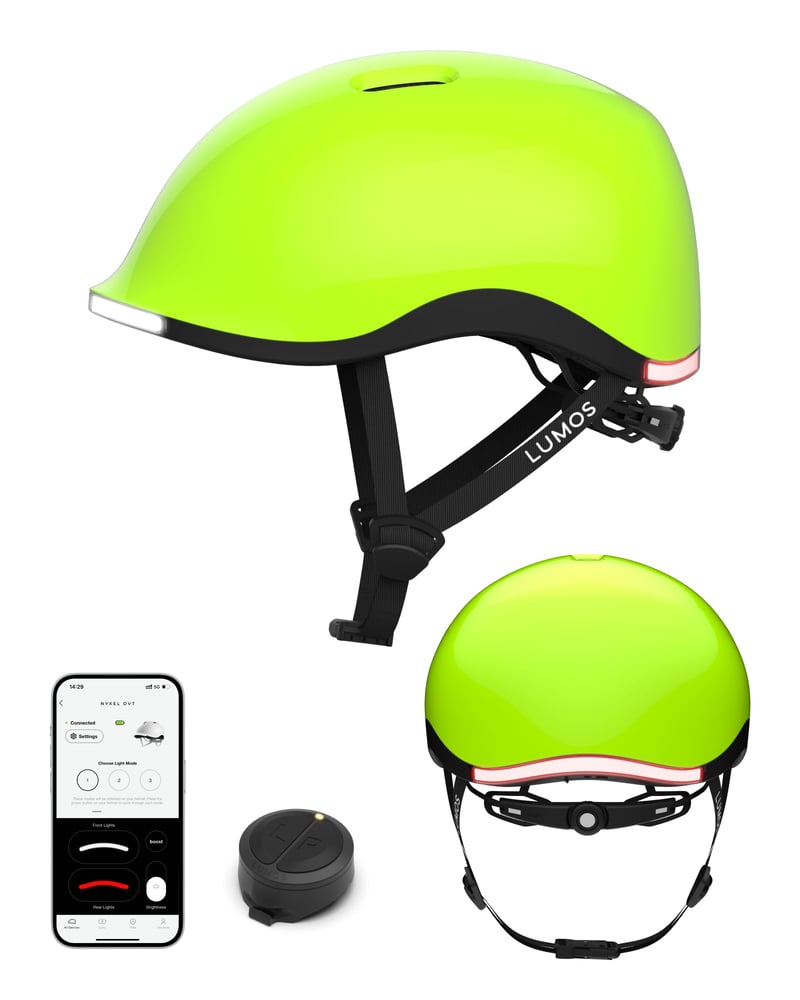 Inteligentná cyklistická prilba Lumos Nyxel s LED svetlami a smerovkami, farba Flux, veľkosť M (obvod hlavy 55 – 59 cm), ovládateľná cez aplikáciu