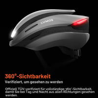 Inteligentná cyklistická prilba Lumos Ultra s predným a zadným LED svetlom, smerovkami, brzdovým svetlom, Bluetooth pripojením, popolavo sivá, veľkosť M-L 2