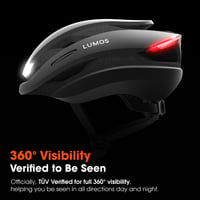 Inteligentná cyklistická prilba Lumos Ultra s predným a zadným LED svetlom, smerovkami, brzdovým svetlom, Bluetooth pripojením, Charcoal Black, veľkosť M-L 2