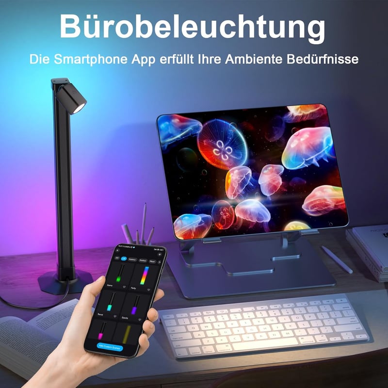 Lumtang 43 cm RGB LED Fénysáv - Zenére Szinkronizáló Hangulatvilágítás, USB Asztali Lámpa, Gamer Háttérfény TV-hez, Olvasólámpa 16 Millió Sz