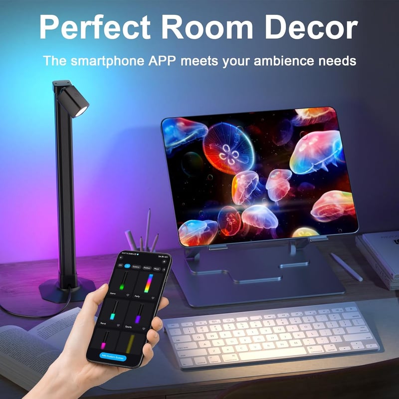Lumtang 43 cm RGB LED Fénysáv - Zenére Szinkronizáló Hangulatvilágítás, USB Asztali Lámpa, Gamer Háttérfény TV-hez, Olvasólámpa 16 Millió Sz