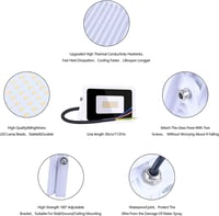 Lumtang LED Reflektor 10W 1000lm IP66 Vízálló Kültéri Lámpa - Hideg Fehér Fényű Fényvető Kerthez, Udvarhoz, Garázshoz, 120° Szögű Világítás 4