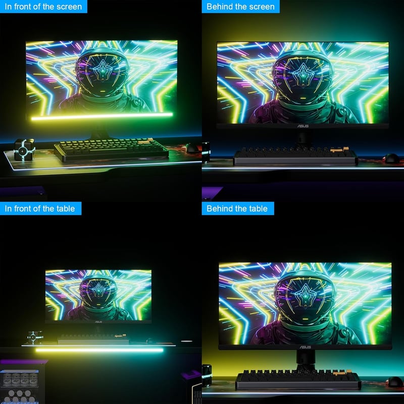 Lumtang RGBIC Monitor Alatti Fénysáv - 60 cm USB LED Világítás Játékhoz, Zenei Szinkronizálással, Színolvasó Funkcióval, PC/Monitor Kiegészí