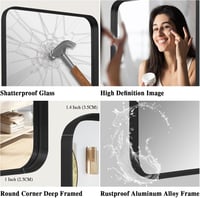 LunaMirror Fekete Fürdőszobai Tükör 50x75 cm - Modern Alumínium Kerettel, Fali Tükör Hálószobába, Nappaliba, Előszobába 5