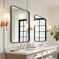 LunaMirror Fekete Fürdőszobai Tükör 50x75 cm - Modern Alumínium Kerettel, Fali Tükör Hálószobába, Nappaliba, Előszobába 7