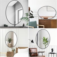 LunaMirror Ovális Fali Tükör 51x71 cm - Fekete Alumínium Kerettel, Fürdőszobába, Nappaliba, Előszobába - Modern Dekoratív Dizájn 7