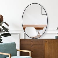 LunaMirror Ovális Fali Tükör 51x71 cm - Fekete Alumínium Kerettel, Fürdőszobába, Nappaliba, Előszobába - Modern Dekoratív Dizájn 6