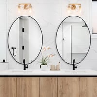 LunaMirror Ovális Fali Tükör 51x71 cm - Fekete Alumínium Kerettel, Fürdőszobába, Nappaliba, Előszobába - Modern Dekoratív Dizájn 2