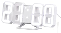 Digitálne stolové a nástenné LED hodiny Lunartec so 7-segmentovým displejom, stmievateľný budík, 21,5 cm, biele 1