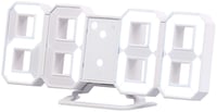 Digitálne stolové a nástenné LED hodiny Lunartec so 7-segmentovým displejom, stmievateľný budík, 21,5 cm, biele 3
