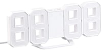 Digitálne stolové a nástenné LED hodiny Lunartec so 7-segmentovým displejom, stmievateľný budík, 21,5 cm, biele 8