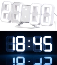 Digitálne stolové a nástenné LED hodiny Lunartec so 7-segmentovým displejom, stmievateľný budík, 21,5 cm, biele 2