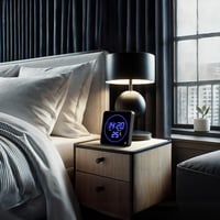 Ceas de masă și de perete radiocontrolat Lunartec cu LED-uri albastre și afișaj al temperaturii, ceas digital radio-comandat 4