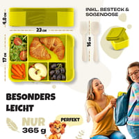 LUNCH HERO Gyerek Uzsonnás Doboz Rekeszekkel - Kiömlés Biztos Ételhordó Evőeszközökkel és Szószos Tartóval BPA Mentes 3