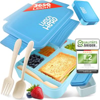 LUNCH HERO Pingvines Uzsonnás Doboz Gyerekeknek - Szivárgásmentes Ételhordó Rekeszekkel - BPA-mentes Bento Box Iskolába és Óvodába, Evőeszkö 1