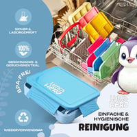 LUNCH HERO Pingvines Uzsonnás Doboz Gyerekeknek - Szivárgásmentes Ételhordó Rekeszekkel - BPA-mentes Bento Box Iskolába és Óvodába, Evőeszkö 5
