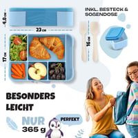 LUNCH HERO Pingvines Uzsonnás Doboz Gyerekeknek - Szivárgásmentes Ételhordó Rekeszekkel - BPA-mentes Bento Box Iskolába és Óvodába, Evőeszkö 3