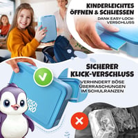 LUNCH HERO Pingvines Uzsonnás Doboz Gyerekeknek - Szivárgásmentes Ételhordó Rekeszekkel - BPA-mentes Bento Box Iskolába és Óvodába, Evőeszkö 2