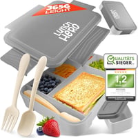 LUNCH HERO Uzsonnás Doboz Rekeszekkel - Szivárgásmentes Gyerek Ételhordó BPA Mentes - Bento Box Iskolába Óvodába Evőeszközzel 1