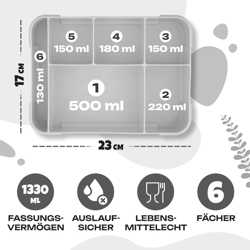 LUNCH HERO Uzsonnás Doboz Rekeszekkel - Szivárgásmentes Gyerek Ételhordó BPA Mentes - Bento Box Iskolába Óvodába Evőeszközzel