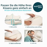 Vankúš Lunderg CPAP pre spáčov na boku – s 2 obliečkami – nastaviteľný vankúš z pamäťovej peny na spanie na chrbte, boku a bruchu, znižuje únik vzduchu 3