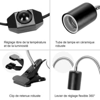 LUNEKUCK Teknős Hőlámpa 25W 50W UVA/UVB Terrárium Lámpa E27 Csipeszes 3