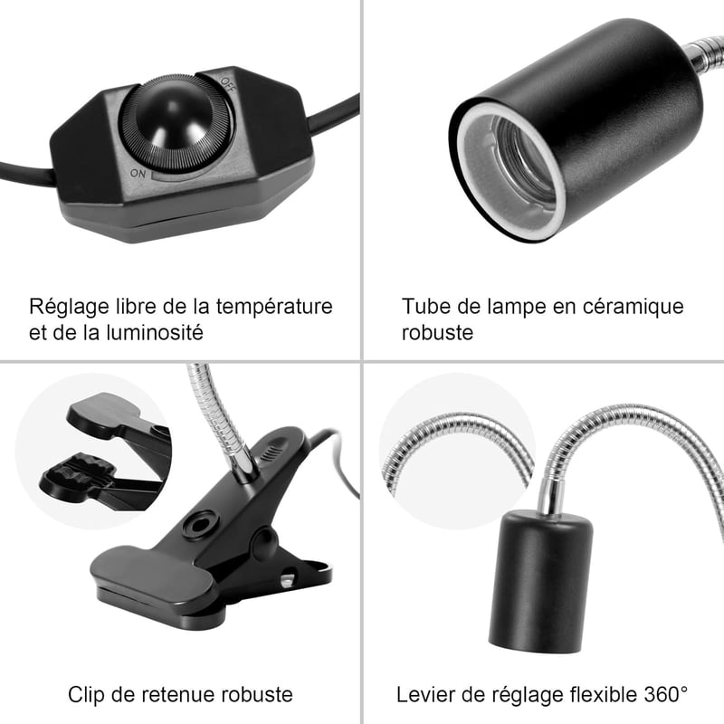 LUNEKUCK Teknős Hőlámpa 25W 50W UVA/UVB Terrárium Lámpa E27 Csipeszes