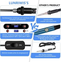 Lunriwis 80W LCD Forrasztópáka Készlet, 180-500°C Hőmérséklet Szabályozással, 5 Cserélhető Heggyel, Forrasztóónnal és Kiforrasztó Pumpával,  3
