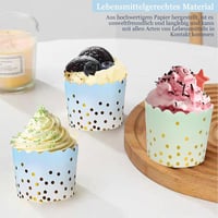 Lunyloer 100 bucăți forme de hârtie pentru brioșe, albastru și verde, 7 x 6 x 5,5 cm, capsule pentru brioșe și deserturi 2