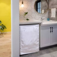 LUOHONG Ochranný kryt na práčku XL (58-65 x 60 x 85 cm) vodoodolný a prachotesný obal na práčku so sušičkou s predným plnením, strieborný so zipsom 6
