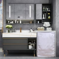 LUOHONG Ochranný kryt na práčku XL (58-65 x 60 x 85 cm) vodoodolný a prachotesný obal na práčku so sušičkou s predným plnením, strieborný so zipsom 7