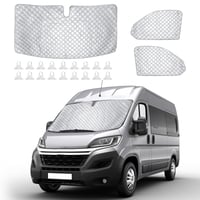 Vnútorná tepelnoizolačná clona na čelné sklo pre Fiat Ducato X250/290 a Peugeot Boxer 2006-2025, 3-dielna sada, vodoodolná, odolná voči UV žiareniu, skladacia roleta 1