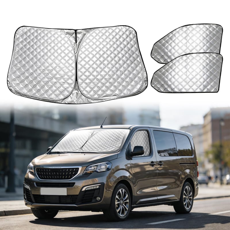 Vnútorná tepelnoizolačná clona na čelné sklo pre modely Vauxhall Vivaro 2019-2025, 3-dielna nepremokavá súprava odolná voči UV žiareniu, skladateľný kryt na čelné sklo
