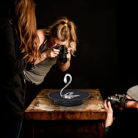 Platou Rotativ Electric luolety pentru Fotografie, Suport Rotativ Motorizat 90/180/360 Grade cu Acumulator, Masă de 20 cm cu Capacitate de Încărcare de 8 kg, cu 5 Fundaluri 4