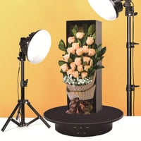 Platou Rotativ Electric luolety pentru Fotografie, Suport Rotativ Motorizat 90/180/360 Grade cu Acumulator, Masă de 20 cm cu Capacitate de Încărcare de 8 kg, cu 5 Fundaluri 7