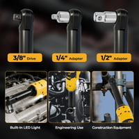luolety DeWalt 18V/20V kefe nélküli akkumulátoros racsnis csavarkulcs 3/8" - 16 cm nyél, 80 Nm, LED (akku nélkül) 6