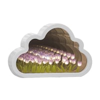 LED zrkadlová lampa v tvare oblaku s 20 tulipánmi luolety - fialové stolné nočné svetlo, ručne robená dekorácia do spálne, DIY darček pre páry 1