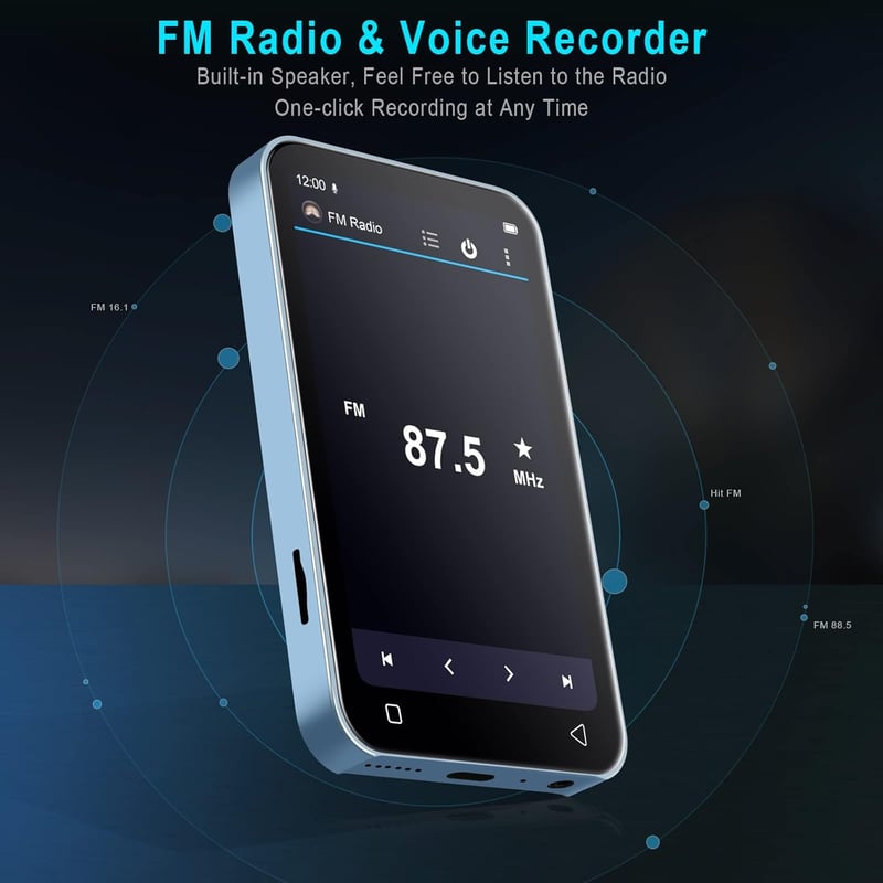 Luoran MP3 lejátszó Bluetooth WiFi 4" IPS kijelző HiFi hangszóró FM rádió