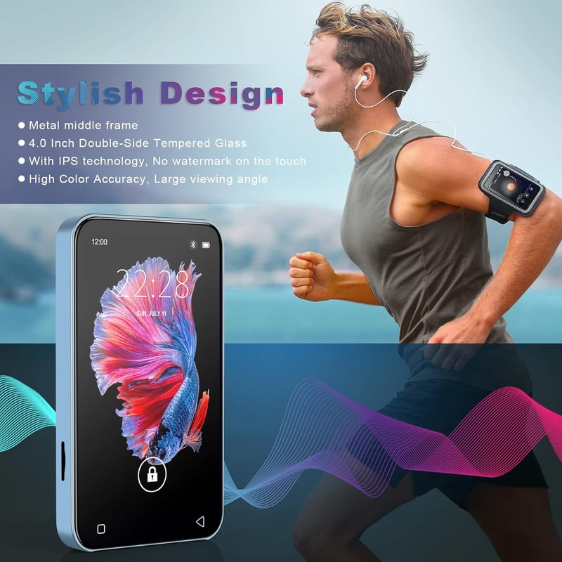 Luoran MP3 lejátszó Bluetooth WiFi 4" IPS kijelző HiFi hangszóró FM rádió