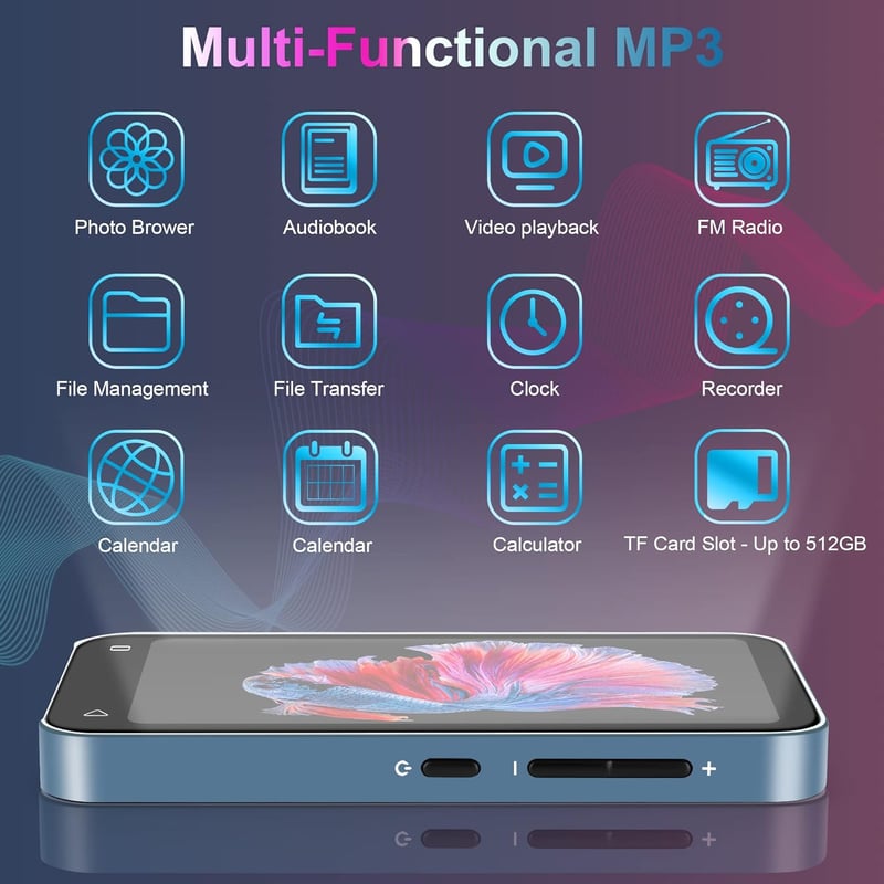 Luoran MP3 lejátszó Bluetooth WiFi 4" IPS kijelző HiFi hangszóró FM rádió