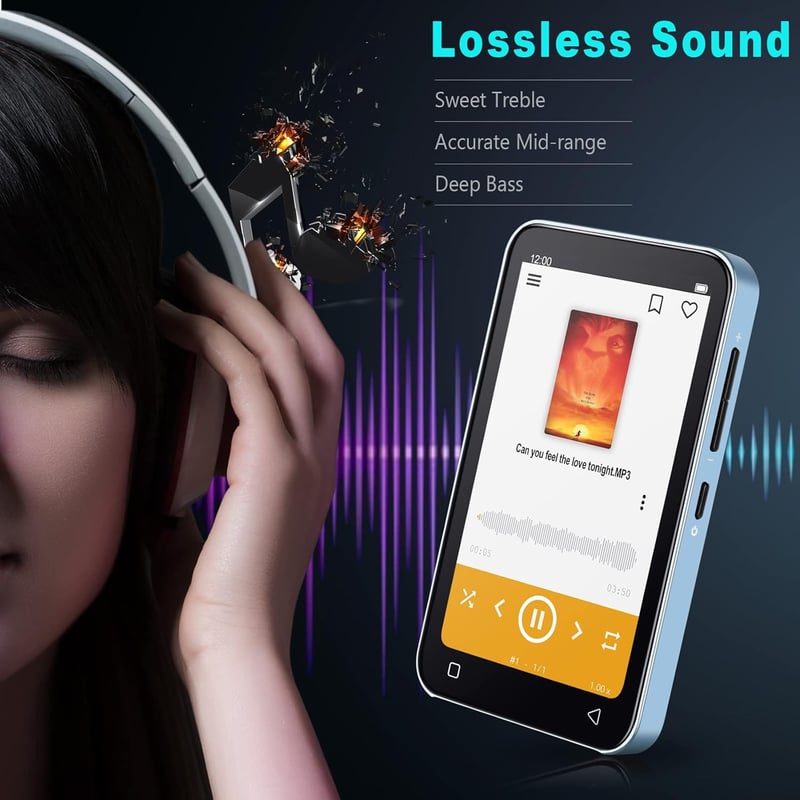 Luoran MP3 lejátszó Bluetooth WiFi 4" IPS kijelző HiFi hangszóró FM rádió