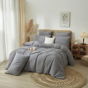 Luowei Fluffy set posteljine od muslina - siva - 155x220 cm + 2x80x80 cm