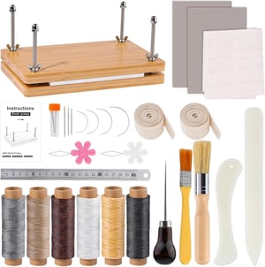 Set de legătorie de cărți LUPATDY, presă de cărți 30 x 19,2 cm, linii de legare, material textil pentru reparații, suport pliabil pentru restaurarea cărților vechi