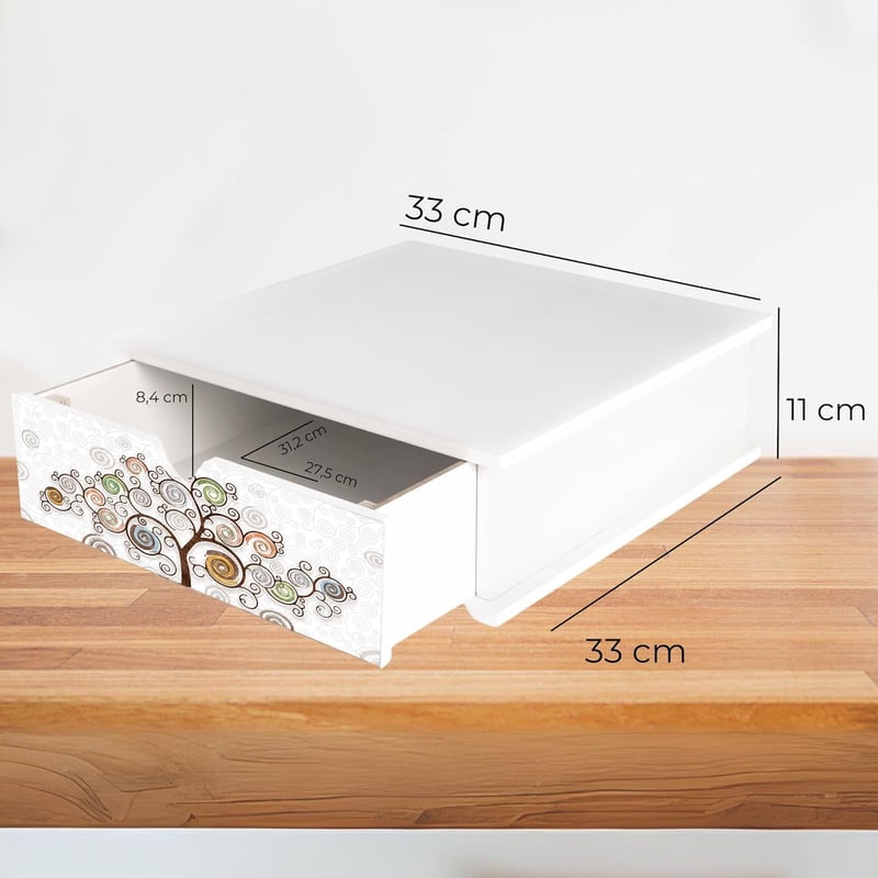 Lupia Kávékapszula és Pad Tárolófiók Fehér Fa 33x33 cm Konyhai Szervező