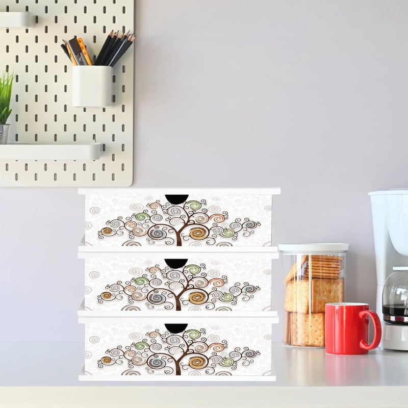 Lupia Kávékapszula és Pad Tárolófiók Fehér Fa 33x33 cm Konyhai Szervező