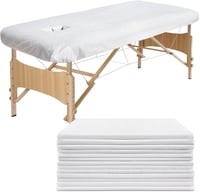 Cearșaf de masaj de unică folosință Luriseminger, din material nețesut (fleece) cauciucat, cu decupaj pentru față, 90 x 215 cm, husă igienică, 30 buc. 1
