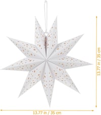 Lurrose Papír Csillag Lámpás 35cm - 3db Fehér Függeszthető Karácsonyi Dekoráció, 9 Ágú Összecsukható Lampion Esküvőre, Születésnapra 2